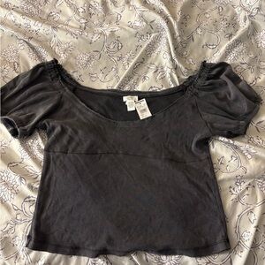 Full Tilt Charcoal Off-Shoulder Blouse